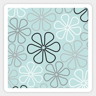 Abstract Flowers BWG Line+Duck Egg Blue Magnet